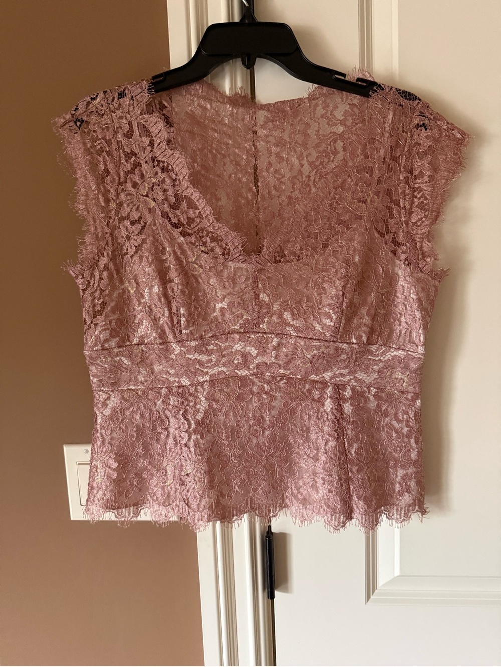 Ann Taylor Dusty Rose Lace Peplum Blouse
